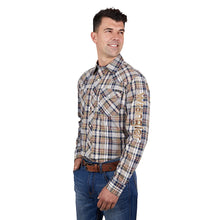 Load image into Gallery viewer, Wrangler - Mens Tom Logo Long Sleeve Shirt - Navy/Tan