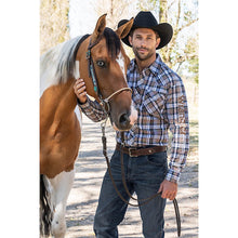 Load image into Gallery viewer, Wrangler - Mens Tom Logo Long Sleeve Shirt - Navy/Tan