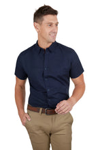 Load image into Gallery viewer, Thomas Cook - Mens Linen Taylored Short Sleeve Shirt- NAVY