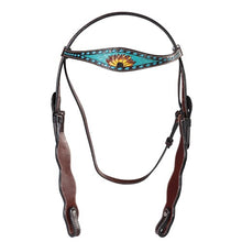Load image into Gallery viewer, Vaquera Bridle - Brown Turquoise - Fort Worth - One Size