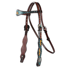 Load image into Gallery viewer, Vaquera Bridle - Brown Turquoise - Fort Worth - One Size