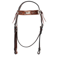 Load image into Gallery viewer, Longhorn Bridle - Cowhide Inlay - Fort Worth - Brown - One Size