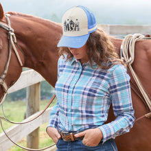 Load image into Gallery viewer, CAP - Wrangler - Josie HP Trucker Cap - Cream / Light Blue - One Size