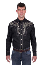 Load image into Gallery viewer, Wrangler - Mens Carlos Embroided Longsleeve Shirt - BLACK - Large