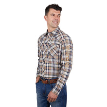 Load image into Gallery viewer, Wrangler - Mens Tom Logo Long Sleeve Shirt - Navy/Tan
