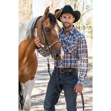 Load image into Gallery viewer, Wrangler - Mens Tom Logo Long Sleeve Shirt - Navy/Tan
