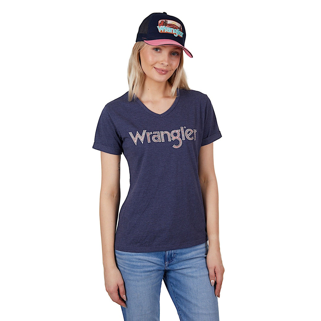 Wrangler - Womans Bianca Short Sleeve Top - Navy Marle - 12