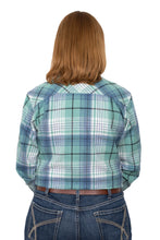 Load image into Gallery viewer, Just Country - Womens Jahana Flannel Workshirt - Turquoise/Grey/White - Small
