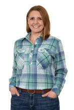 Load image into Gallery viewer, Just Country - Womens Jahana Flannel Workshirt - Turquoise/Grey/White - Small
