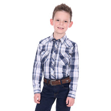 Load image into Gallery viewer, Pure Western - BOYS -  Billy Long Sleeve Shirt - Navy / White - ASSORTED SIZES

