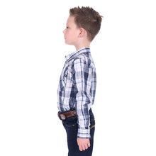 Load image into Gallery viewer, Pure Western - BOYS -  Billy Long Sleeve Shirt - Navy / White - ASSORTED SIZES
