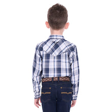 Load image into Gallery viewer, Pure Western - BOYS -  Billy Long Sleeve Shirt - Navy / White - ASSORTED SIZES
