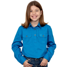 Load image into Gallery viewer, Kenzie Workshirt - Girls - Just Country  - Blue Jewel - XS - 4-5
