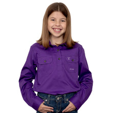 Load image into Gallery viewer, Kenzie Workshirt - Girls - Just Country - PURPLE - VARIOUS SIZES
