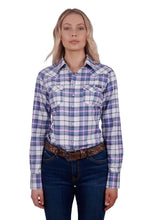 Load image into Gallery viewer, Womens Lucy Long Sleeve Western Shirt - Blue/Pink - 14
