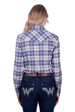 Load image into Gallery viewer, Womens Lucy Long Sleeve Western Shirt - Blue/Pink - 12
