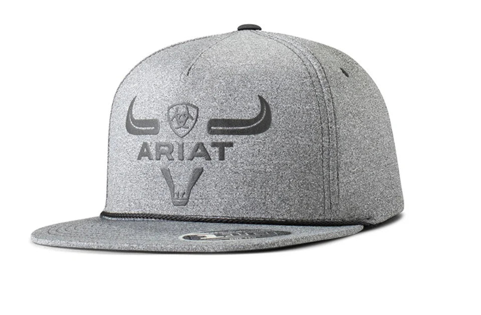 Cap - Ariat -  Uni Flexfit 110 - Cloth Snap Back Unstructured Longhorn - One Size - BLACK