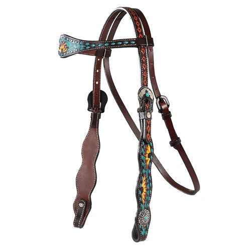 Vaquera Bridle - Brown Turquoise - Fort Worth  - One Size