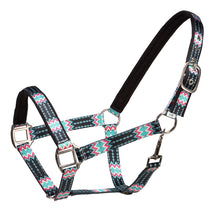 Load image into Gallery viewer, Halter - Nylon - Aztec Print - Black / Pink / Turquoise - COB &amp; FULL
