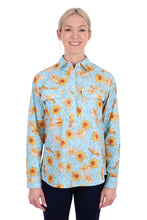 Load image into Gallery viewer, Hard Slog - Womens  Sunday Shirt 1/2 PLKT Long Sleeve Shirt - BLUE / YELLOW - ASSORTED SIZES

