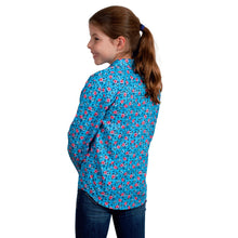 Load image into Gallery viewer, Just Country - Girls Harper Half Button Print Workshirt - BLUE LATICE
