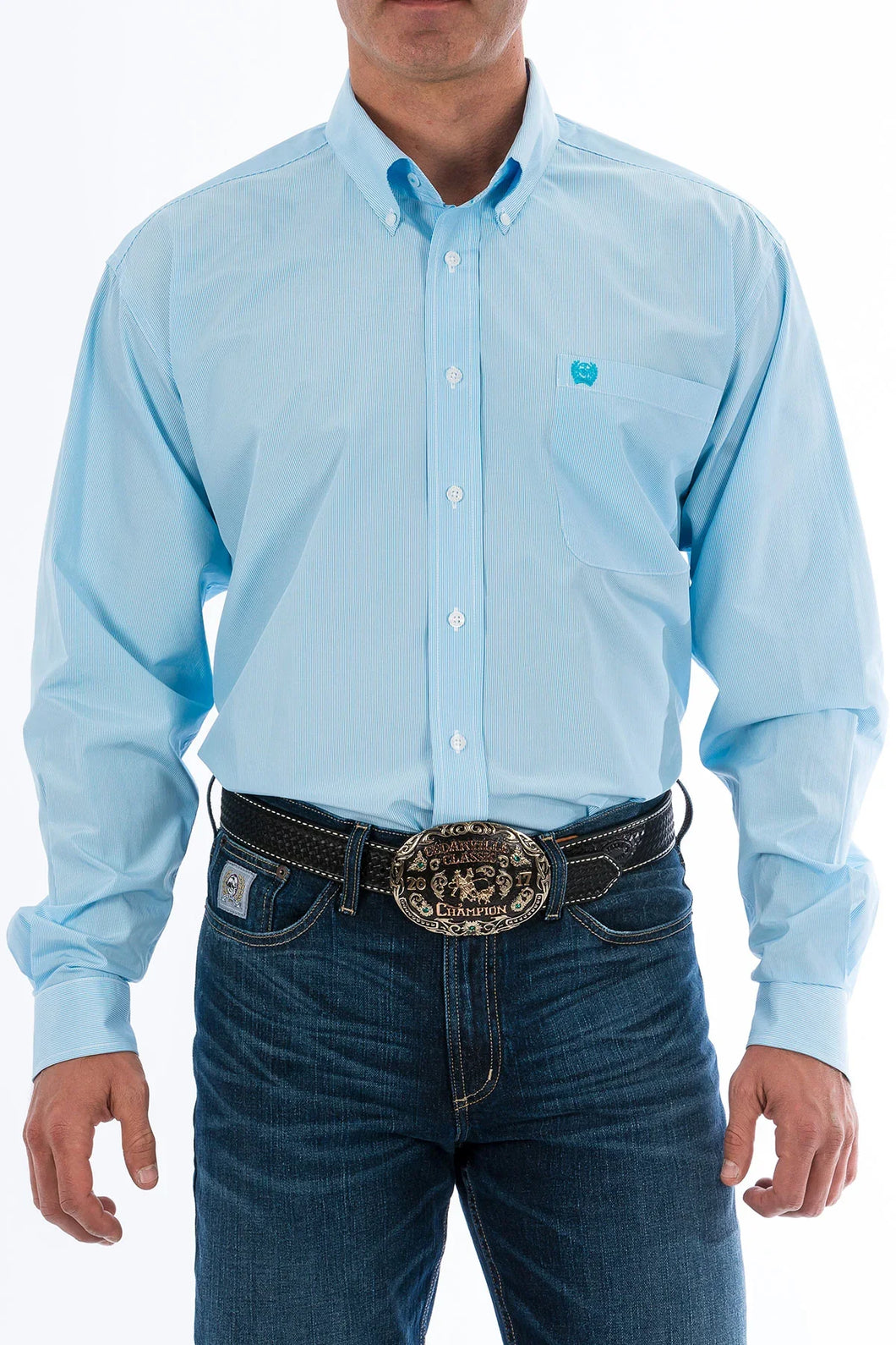Cinch Men's Shirt - BLUE STRIPE - WAS $  112.00 now $ 67.20- NO EXCHANGES OR REFUNDS ON SALE ITEMS