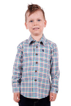 Load image into Gallery viewer, Thomas Cook - Boys Whitburn Long Slevve Shirt - Blue/Green - 8
