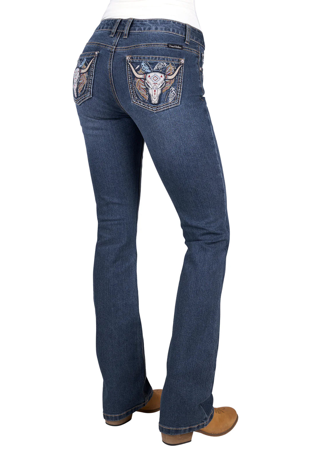 Pure Western Womens Bec Boot Cut Jeans - INDIGO