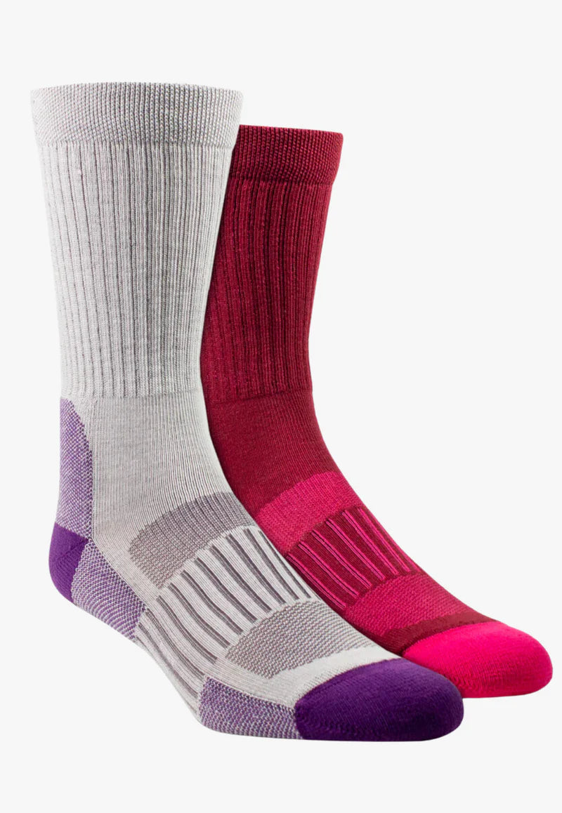 Ariat - Womens Ariattek High Preformance Crew Socks - Pink/Purple - 2 pair -