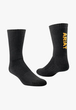 Load image into Gallery viewer, Ariat Mens Premium Cotton Crew Socks -  3 Pair - BLACK
