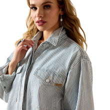 Load image into Gallery viewer, Ariat - Womens Denim Shirt/Jacket  - Blue/White Stripe - Medium
