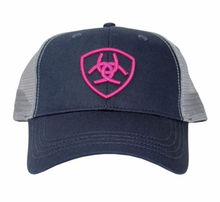 Load image into Gallery viewer, Truckers Cap - Ariat - Navy/Silver/Pink
