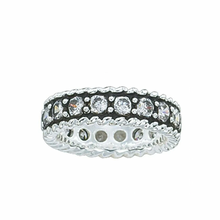 Load image into Gallery viewer, Ring - Montana - Rope Crystal Shine - SILVER/BLACK  - VARIOUS SIZES
