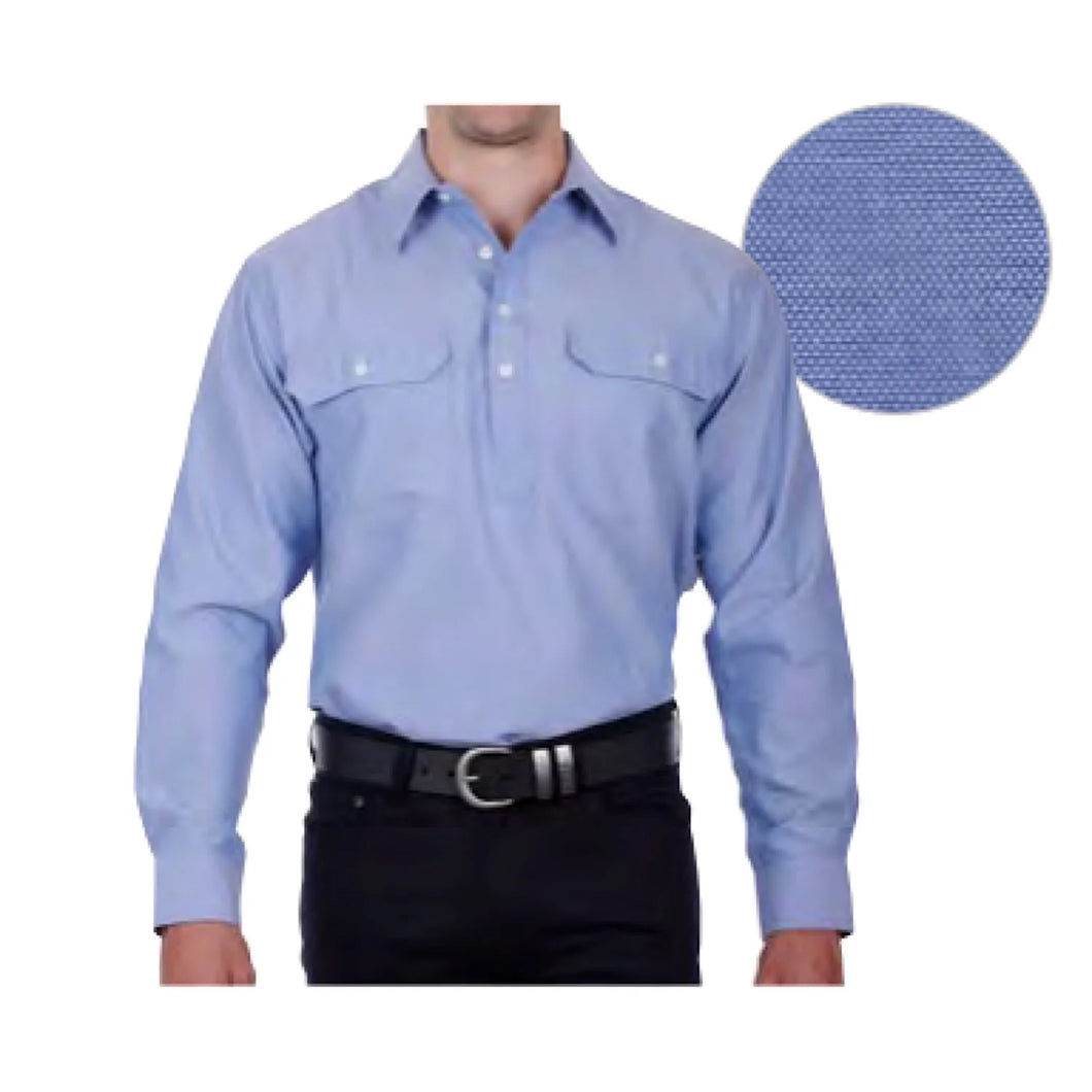 Jackson Half Plkt L/S Shirt - Mens - Hard Slog - Blue - Medium