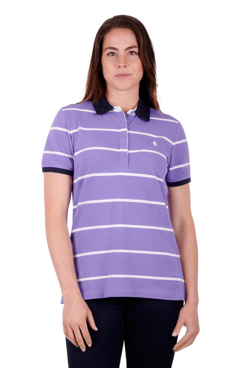 Molly - Womens Short Sleeve polo- Purple/White - 14