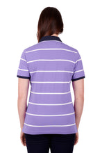 Load image into Gallery viewer, Molly - Womens Short Sleeve polo- Purple/White - 12
