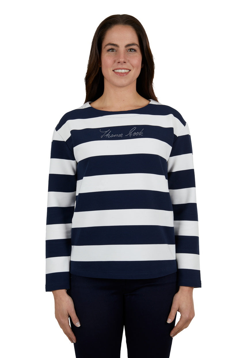 Paula Womens Long Sleeve Tee - Thomas Cook - NAVY/WHITE