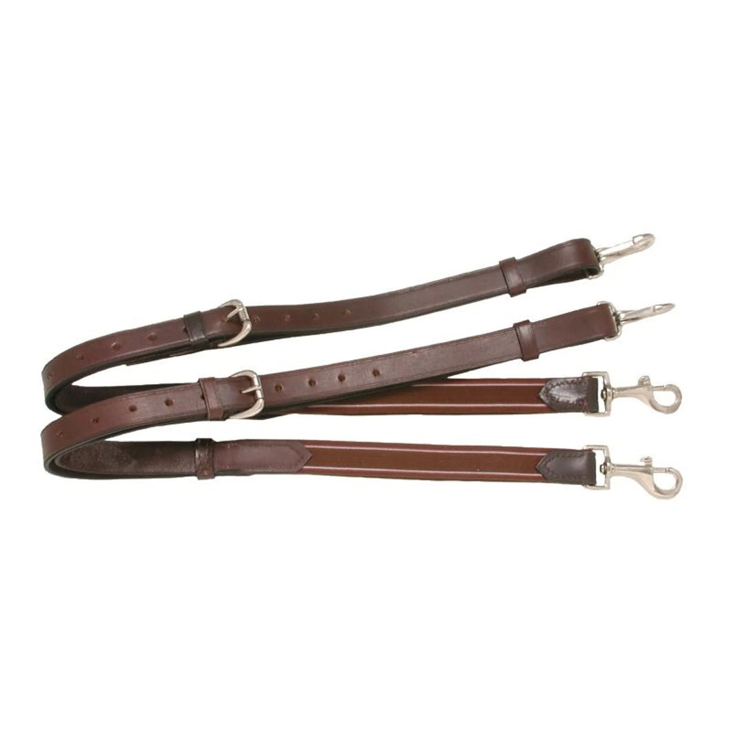 Eureka -Leather Side Reins with Elastic - BROWN