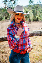 Load image into Gallery viewer, RR01-19 -  Red Collared Ranch Arena Shirt - Check - 8
