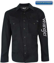 Load image into Gallery viewer, Wrangler Men's Logo Rodeo L/S Shirt - Black - ASSORTED SIZES
