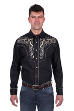 Load image into Gallery viewer, Wrangler - Mens Carlos Embroided Longsleeve Shirt - BLACK - XX Large
