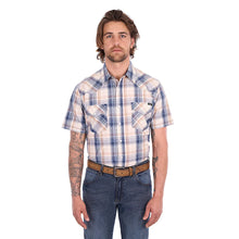 Load image into Gallery viewer, Wrangler - MENS Adrian Short Sleeve Shirt - Navy/Tan - ASSORTED SIZES
