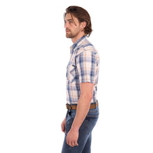 Load image into Gallery viewer, Wrangler - MENS Adrian Short Sleeve Shirt - Navy/Tan - ASSORTED SIZES
