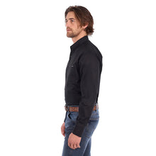 Load image into Gallery viewer, Wrangler MENS Flex Logo 1 PKT Long Sleeve Shirt - BLACK -  ASSORTED SIZES
