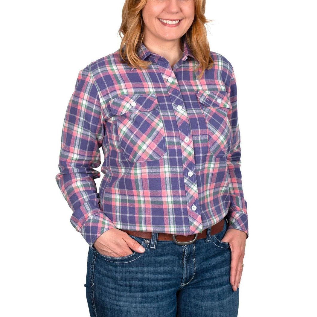 Just Country - Womens Brooke Flannel Workshirt - Check- XX Large - WAS $ 49.95 NOW $ 34.96