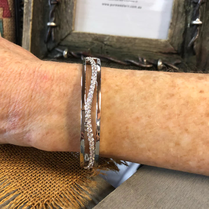 Bracelet - Montana -  Wave Bangle - Silver