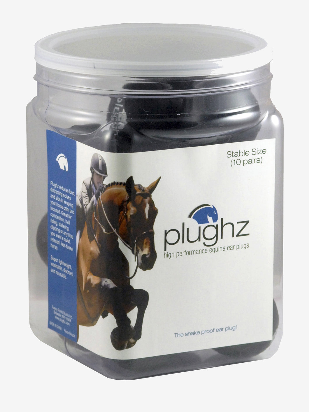 Plughz - FULL size ear plugs - 10 Pairs -Black