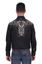 Load image into Gallery viewer, Wrangler - Mens Carlos Embroided Longsleeve Shirt - BLACK
